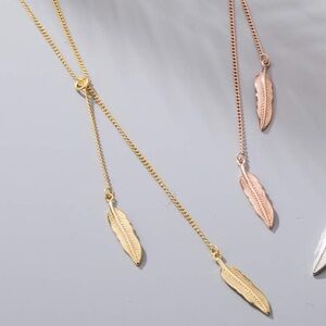 SA SILVERAGE Sterling Silver Two Feathers Pendant Necklace,18.4''+1.4'' Extender